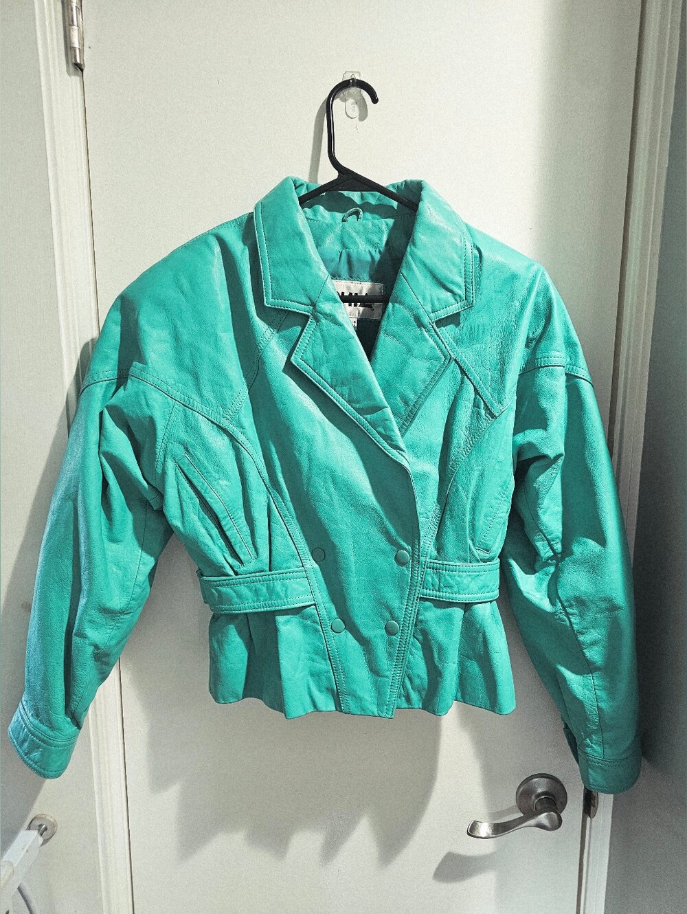VTG CHIA Turquoise Leather Jacket Size Medium